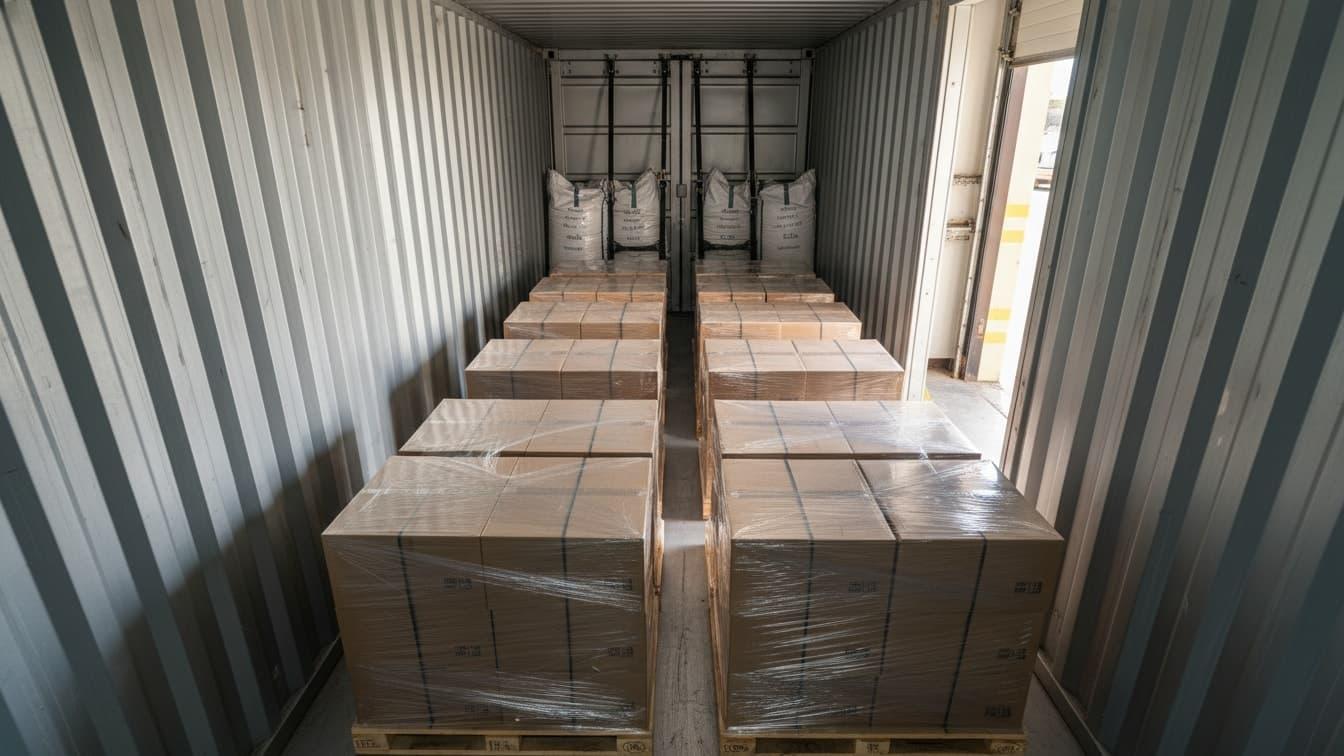EcoShea Naturals 25 kilogram shea butter cartons prepared for export